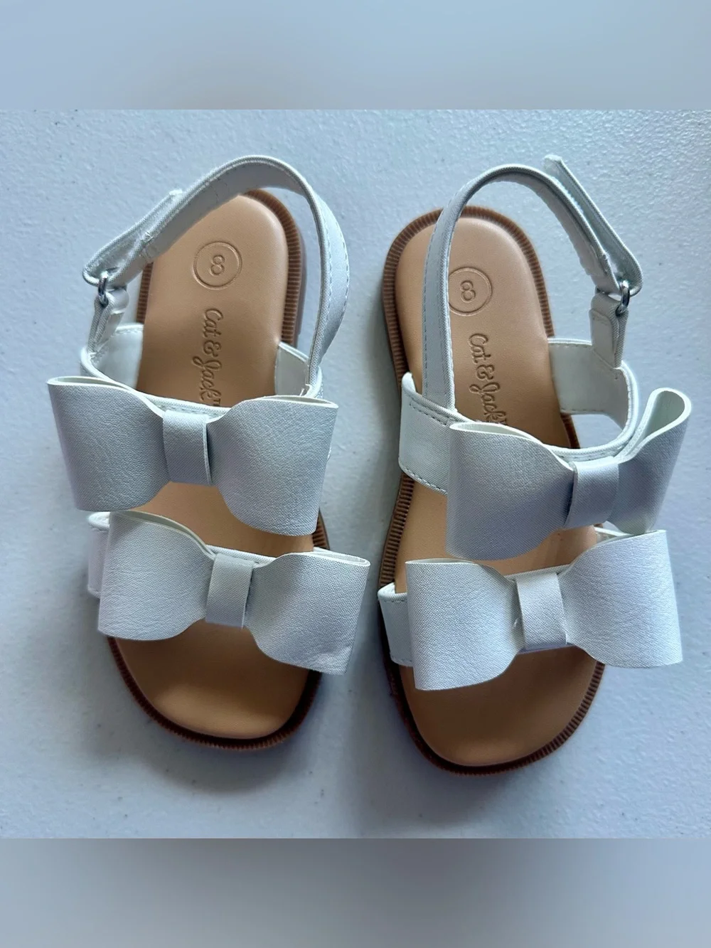 Cat & Jack White Bow Strap Girls' Sandals